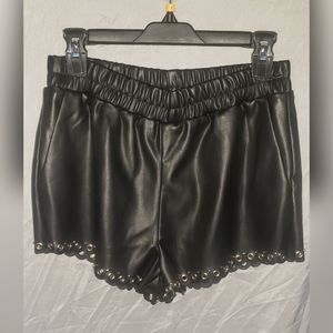 Black Polyurethane Shorts